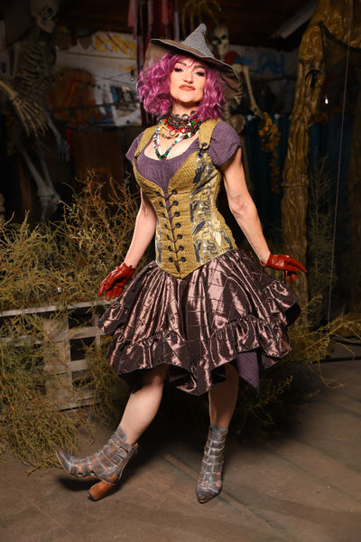 Mini Fairy Skirt w/ruffle in Tree Bark Pintuck - Spooky Saturday Part 5