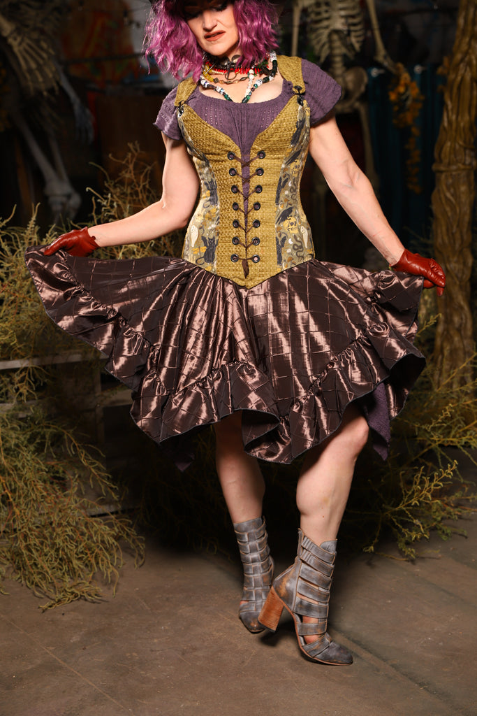 Mini Fairy Skirt w/ruffle in Tree Bark Pintuck - Spooky Saturday Part 5