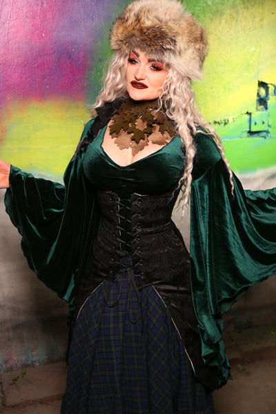 Peacock-Tailed Vixen in Pitch Black Damask #22 -"Darken My Door" Collection