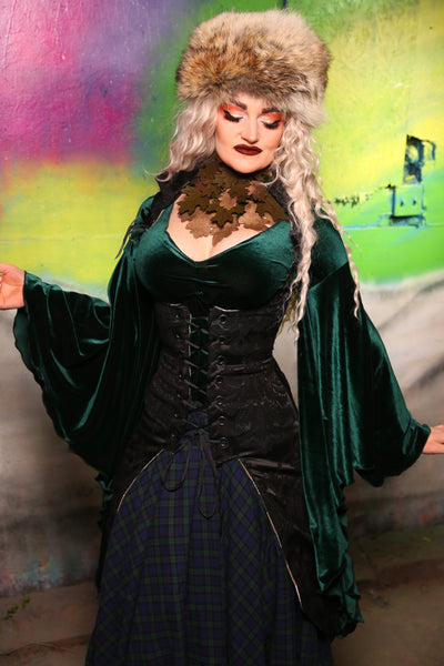 Peacock-Tailed Vixen in Pitch Black Damask #22 -"Darken My Door" Collection