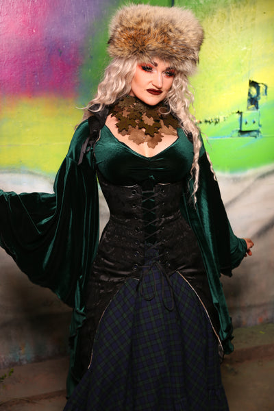 Peacock-Tailed Vixen in Pitch Black Damask #22 -"Darken My Door" Collection