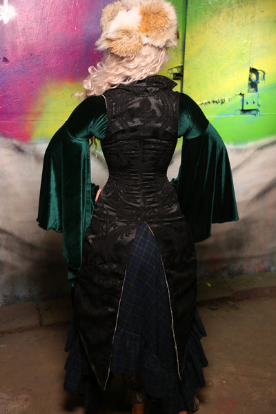 Peacock-Tailed Vixen in Pitch Black Damask #22 -"Darken My Door" Collection