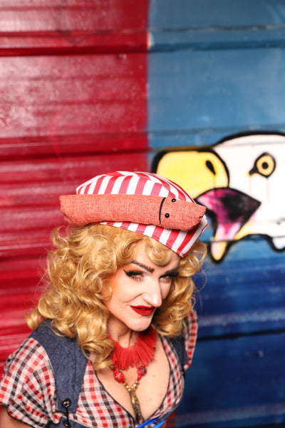 21. Hot Dog Striped Hat - The Ameri-can-can Collection