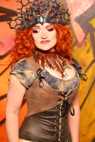 Cropped Marie Bodice in Beechwood Faux Leather *ORDER BY BUST SIZE!* #8 - September Embers Collection