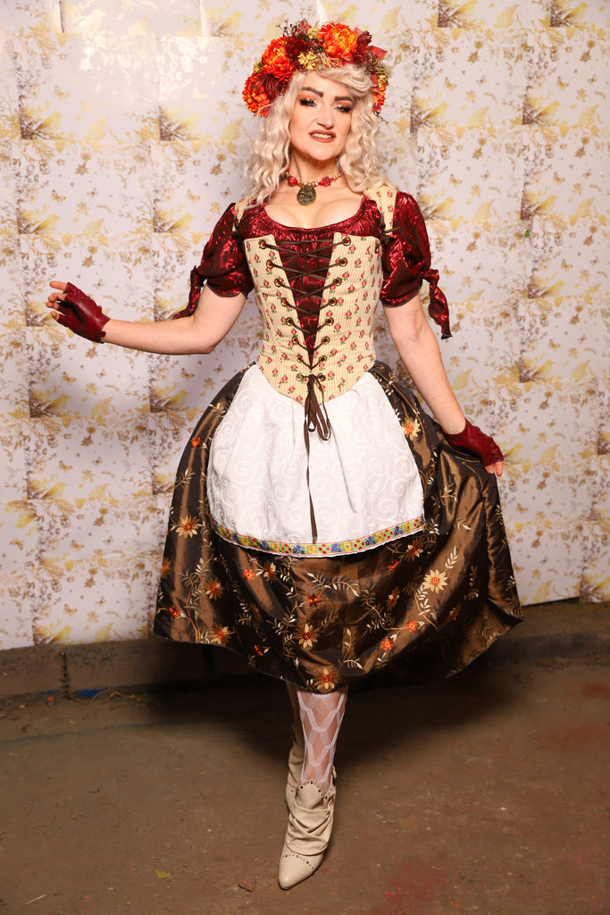 16. Oktoberfest Set #16: Elizabethan Corset + Hobbit Tulip Skirt + Apron *blouse sold separately* - Oktoberfest Sets Collection