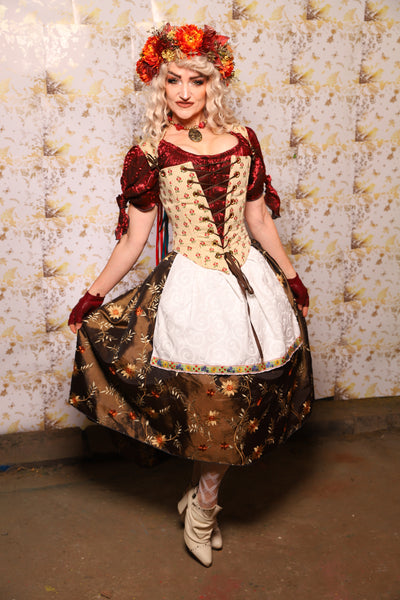 16. Oktoberfest Set #16: Elizabethan Corset + Hobbit Tulip Skirt + Apron *blouse sold separately* - Oktoberfest Sets Collection