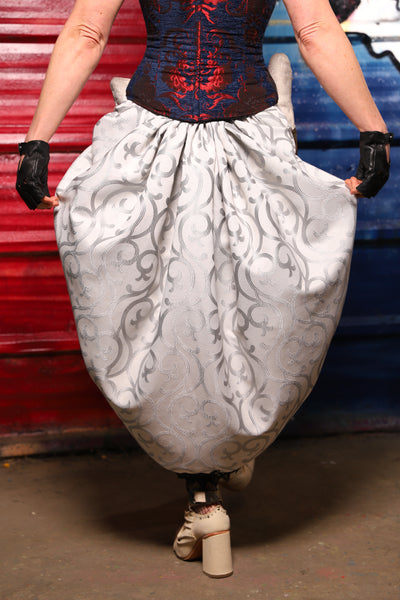 43. Swoon Skirt w/black lace trim in Silver Ironwork - The Ameri-can-can Collection