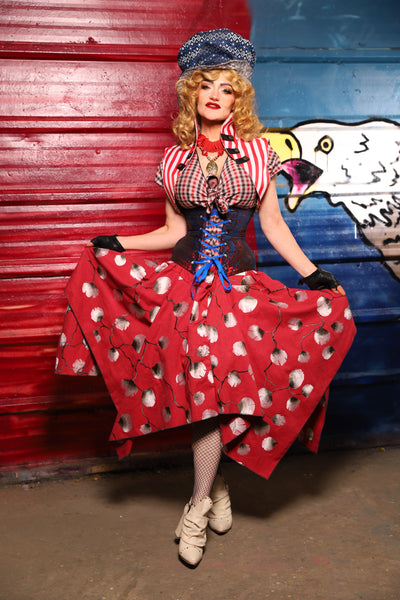 16. Fairy Skirt in Red Lantern Blossoms *4 Point* - The Ameri-can-can Collection
