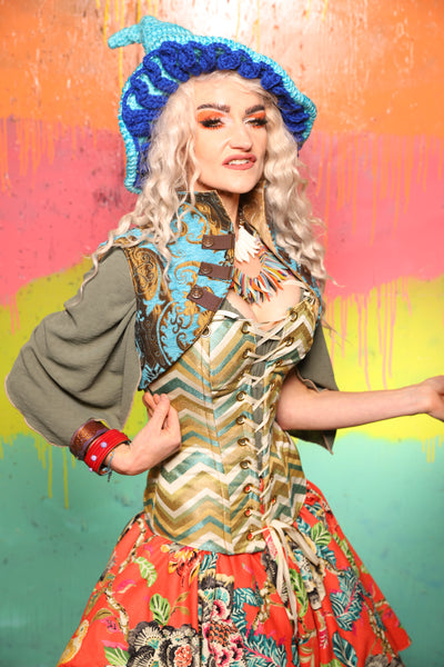 Sgt Pepper Vest in Turquise & Bronze Medallion - The "Fairy Flea Market" Collection