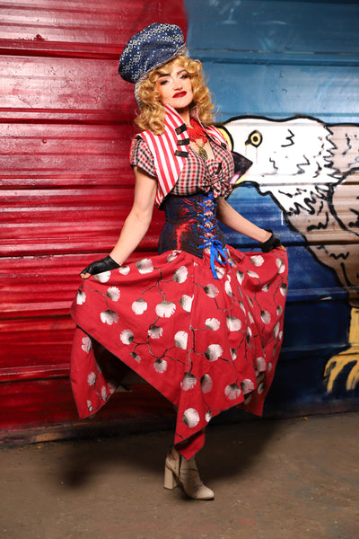 16. Fairy Skirt in Red Lantern Blossoms *4 Point* - The Ameri-can-can Collection