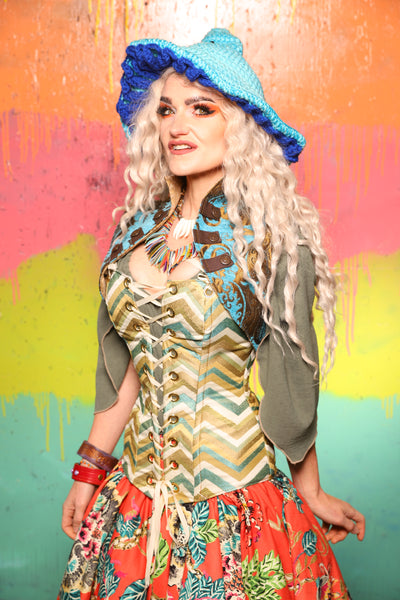 Sgt Pepper Vest in Turquise & Bronze Medallion - The "Fairy Flea Market" Collection