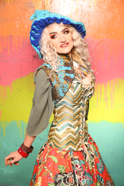 Sgt Pepper Vest in Turquise & Bronze Medallion - The "Fairy Flea Market" Collection