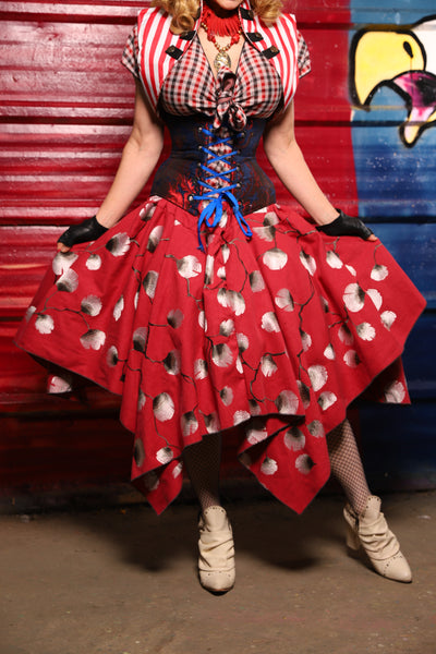 16. Fairy Skirt in Red Lantern Blossoms *4 Point* - The Ameri-can-can Collection