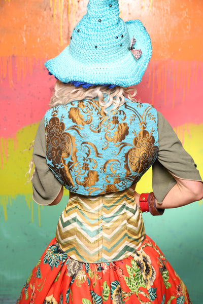 Sgt Pepper Vest in Turquise & Bronze Medallion - The "Fairy Flea Market" Collection