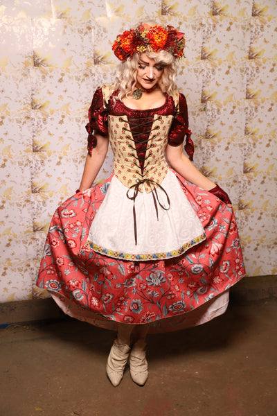 33. Hobbit Tulip Skirt + Apron ONLY in Autumn Poppy Floral - Oktoberfest Sets Collection