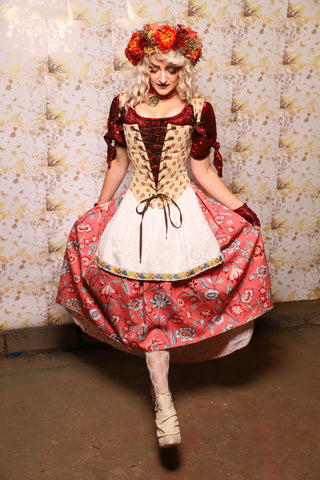 33. Hobbit Tulip Skirt + Apron ONLY in Autumn Poppy Floral - Oktoberfest Sets Collection