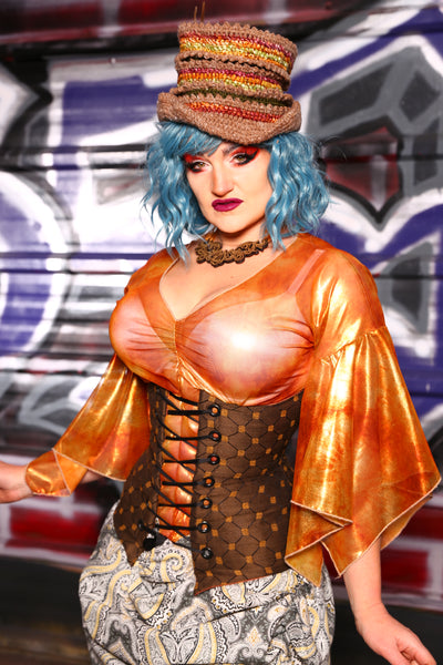 Torian Corset in Black Walnut Diamond - The Time Warp Collection
