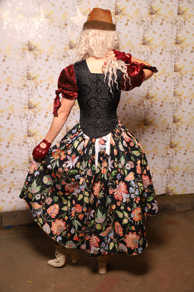 Hobbit Tulip Skirt + Apron ONLY in Black Forest Floral - Oktoberfest Sets Collection
