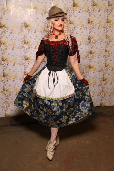 Hobbit Tulip Skirt + Apron ONLY in Blue Hour Floral - Oktoberfest Sets Collection