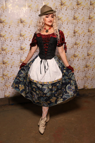 Hobbit Tulip Skirt + Apron ONLY in Blue Hour Floral - Oktoberfest Sets Collection