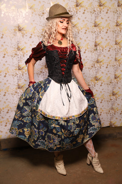 Hobbit Tulip Skirt + Apron ONLY in Blue Hour Floral - Oktoberfest Sets Collection