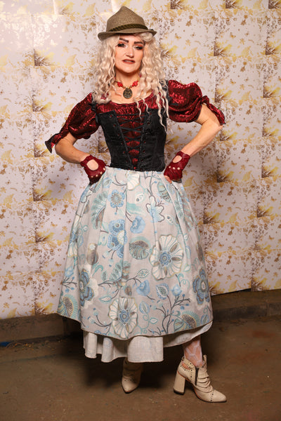 34. Hobbit Tulip Skirt + Apron ONLY in Morning Mist Floral - Oktoberfest Sets Collection
