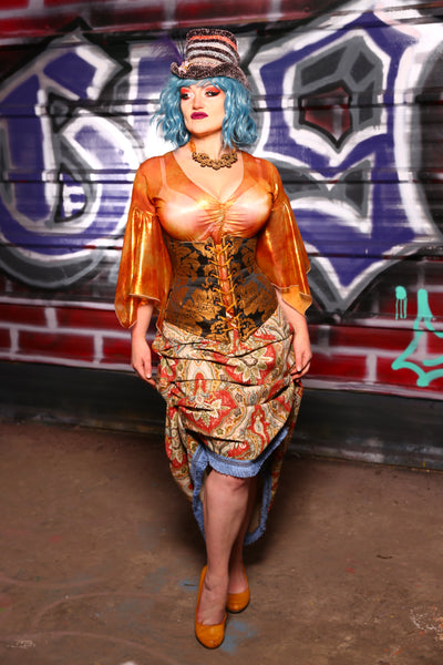Swoon Skirt in East Paisley with Trim - The Time Warp Collection