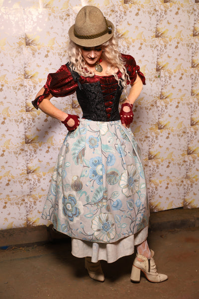 34. Hobbit Tulip Skirt + Apron ONLY in Morning Mist Floral - Oktoberfest Sets Collection