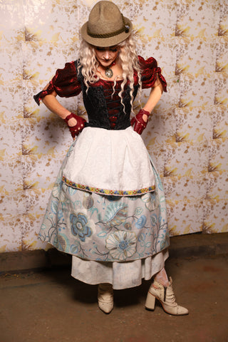 34. Hobbit Tulip Skirt + Apron ONLY in Morning Mist Floral - Oktoberfest Sets Collection