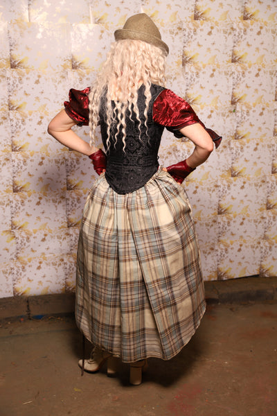 Hobbit Tulip Skirt + Apron ONLY in Mushroom Plaid - Oktoberfest Sets Collection