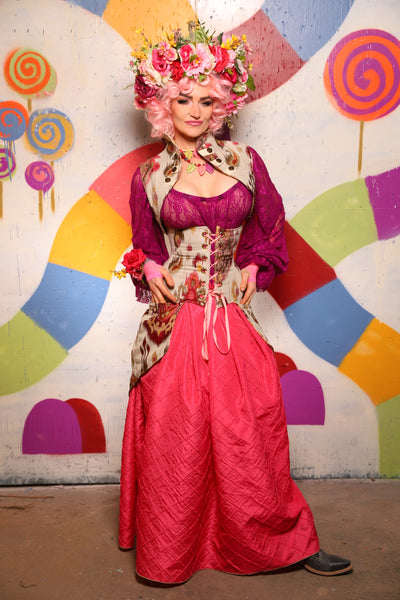 33. Tulip Skirt in Flamingo Pintuck - The "Confections of the Heart" Collection