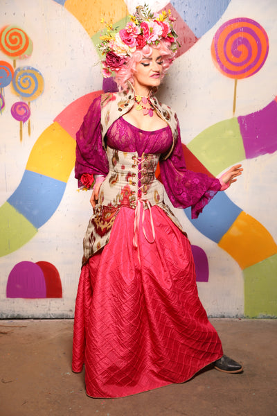 33. Tulip Skirt in Flamingo Pintuck - The "Confections of the Heart" Collection