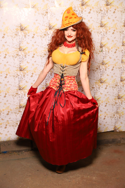 33. Tulip Skirt in Garnet Matte & Satin Stripe - The Marinara Maidens Collection