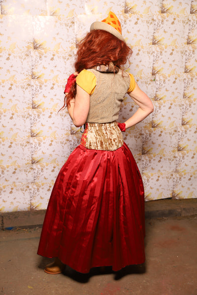 33. Tulip Skirt in Garnet Matte & Satin Stripe - The Marinara Maidens Collection