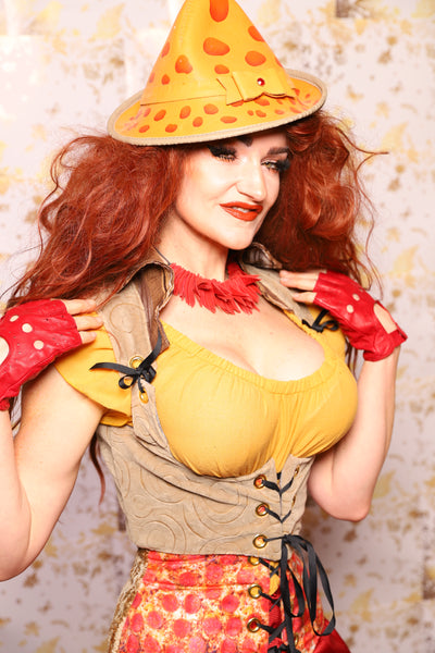 08. Cropped Vixen Underbust in Travertine Swirl Velvet - The Marinara Maidens Collection