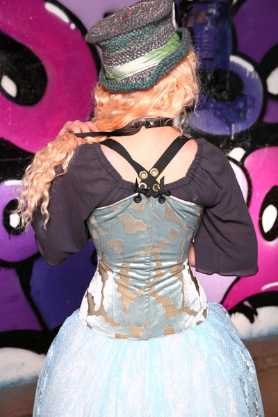 Buccaneer Corset in Ice Blue Leaf - Day 12 - “20 Days of Damsel” Collection