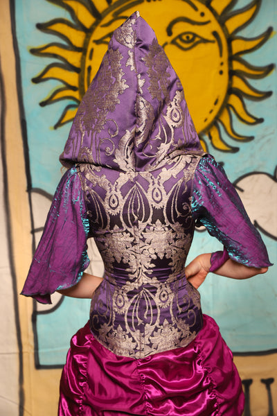 Hooded Vixen Corset in Royalty Damask - Surprise Sale!