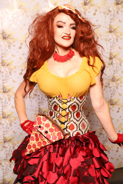 25. Petite Wench Corset in Pomodoro Ikat - The Marinara Maidens Collection