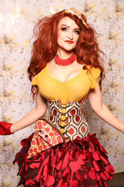 25. Petite Wench Corset in Pomodoro Ikat - The Marinara Maidens Collection