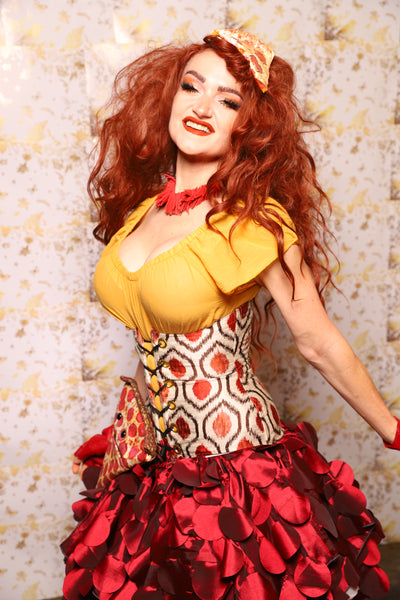 25. Petite Wench Corset in Pomodoro Ikat - The Marinara Maidens Collection