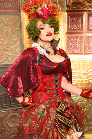 Petite Vixen Corset in Bright Red with Rose Applique - Day 4 "12 Days of Christmas" 2024