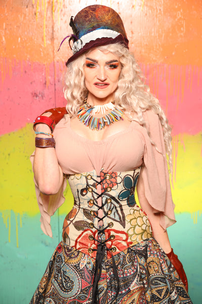 Wench Corset in Art House Floral - The "Fairy Flea Market" Collection