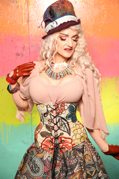 Petite Wench Corset in Art House Floral - The "Fairy Flea Market" Collection