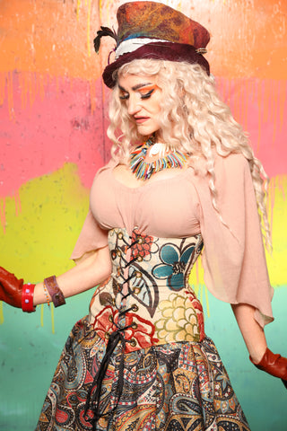 Wench Corset in Art House Floral - The "Fairy Flea Market" Collection