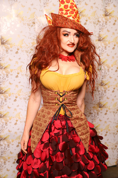 03. Artemis Underbust in Garnet & Gold Tapestry - The Marinara Maidens Collection