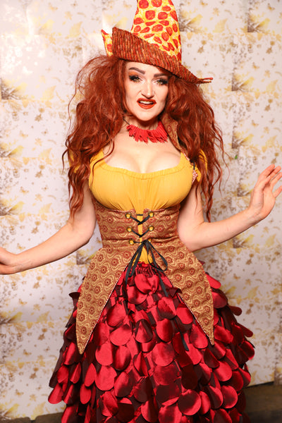 03. Artemis Underbust in Garnet & Gold Tapestry - The Marinara Maidens Collection