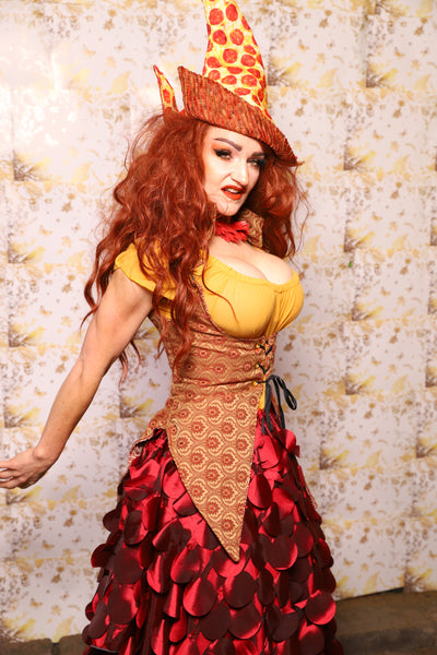 03. Artemis Underbust in Garnet & Gold Tapestry - The Marinara Maidens Collection