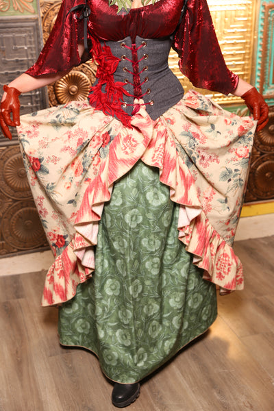 Split Front Overskirt w/ Ruffle in Gentle Rose Floral - Day 6 "12 Days of Christmas" 2024