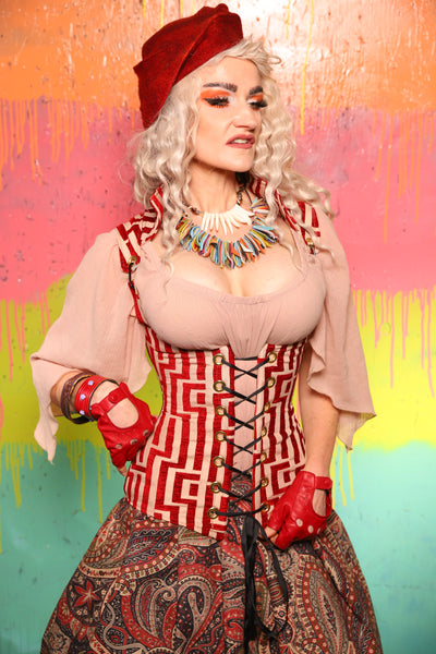 Vixen Corset in Red Maze - The "Fairy Flea Market" Collection