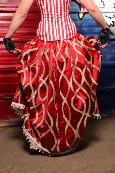37. Split Front w/white lace trim in Rocket’s Red Glare - The Ameri-can-can Collection